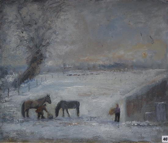 Keith Hilton, oil on canvas, Ashdown Forest, indistinctly signed and dated 1968, 50 x 60cm, unframed,